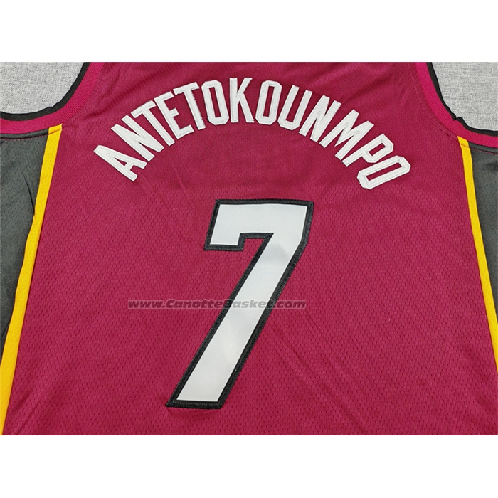 Maglia Miami Heat Giannis Antetokounmpo No 7 Statement Rosso